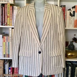 Isabel Marant Pinstripe Cream Oversized Wool Elder Blazer